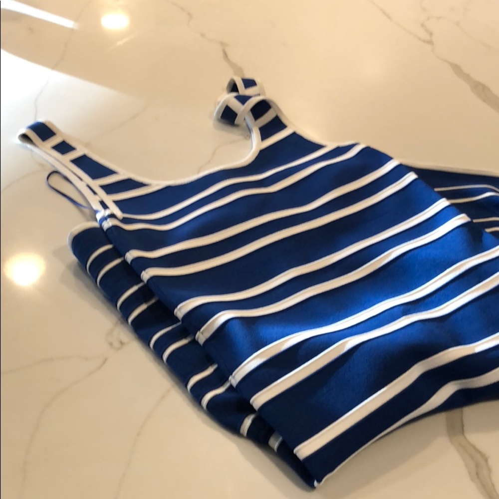 Blue and white mini dress